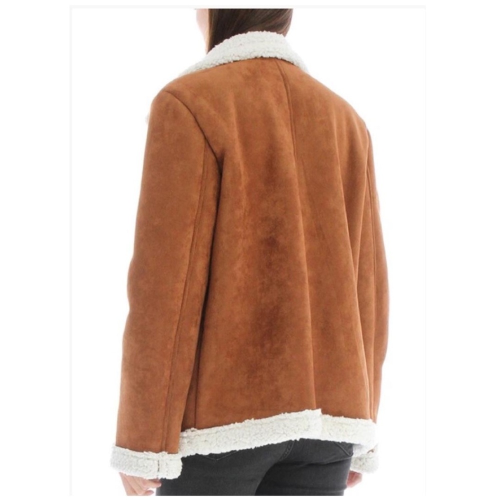 LAST ONE❗SKIES ARE BLUE Chic Faux Saude Sherpa Lined Jacket - Picture 6 of 8